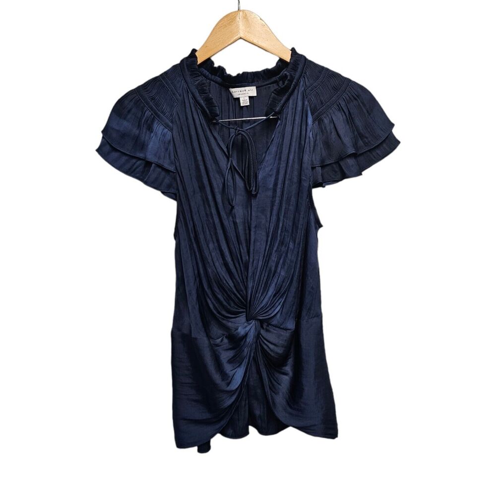 Current Air Blue Pleated Smocked Long Sleeve Blouse Womens‎ L